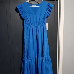 Nanette Lepore Blue Tiered Sundress with Flutter Sleeves, Size 10